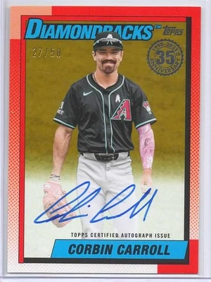 2025 Topps Update #90AU-CC ORBIN CARROLL 1990 Topps Auto #'d/50 - Diamondbacks - Image 1 of 2