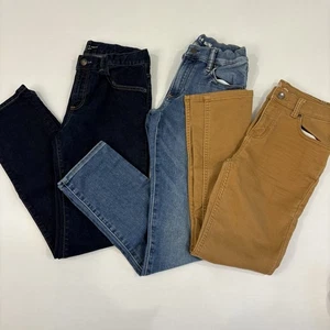 GAP Blue Denim Jeans Adjustable Waist Tabs Size 14 Slim Straight Khaki Pant 3 - Picture 1 of 17