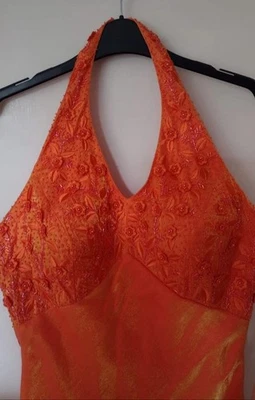 Vintage Jora Long Evening Dress - Orange Size 10 - Image 1 of 4