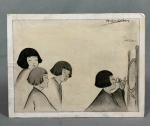 Early 20th Century Comical French Figural Sketch Study by C Hughes Golden - Picture 1 of 5