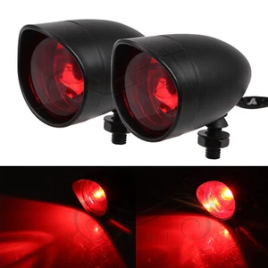 Black Front Visor Style Bullet Red Turn Signals Light For Harley Dyna Road Glide - Picture 1 of 12