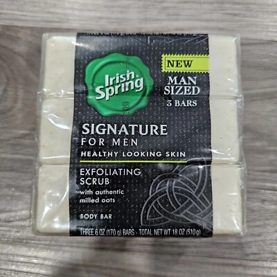 NEW Pack 3 Man Sized Bars Irish Spring Signature for Men Exfoliating Scrub Rare - Image 1 of 4