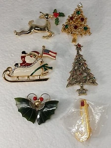 Lotto spille natalizie/spilla natalizia/albero di Natale/babbo natale 6 LOTTO - Foto 1 di 6