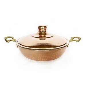 Hand Hammered Copper Frying Pan with Cover 18cm / 7" - Picture 1 of 9