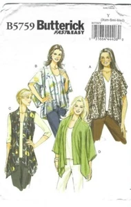 Butterick Sewing Pattern 5759, Loose Jacket with 4 Variations Size 4 -14, Uncut - Bild 1 von 2