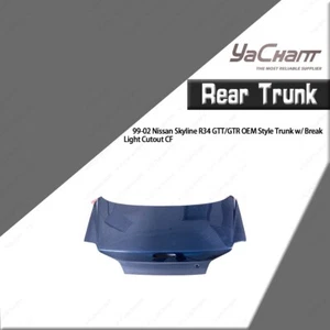 Partial BlueCF OE Style Trunk w/Break Light Cutout For Nissan Skyline R34 GTTGTR - Picture 1 of 24