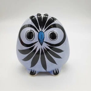 Mexico Tonala Owl Blue Folk Art Pottery - Picture 1 of 8