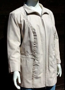 Chaqueta mujer transición piel sintética terciopelo beige talla 56 58 NUEVA HR164 - Imagen 1 de 5