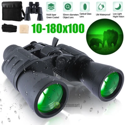 Binóculos militares 10-180 X 100 óculos de alta ampliação HD longo alcance + estojo - Imagem 1 de 4