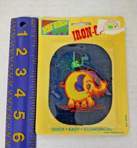 Vintage 1970's Joy-Patch Iron- On Patch Elephant Denim Fabric NIP Joy Insignia - Picture 1 of 3