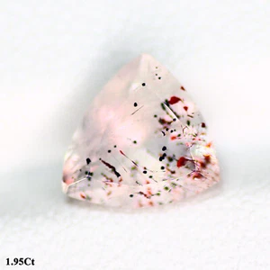 1.95Ct Trillion 8.58 x 8.56 x 5.18 MM Pink With red black dot STRAWBERRY QUARTZ - Picture 1 of 5