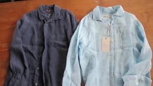 Hartford Boys shirts, Light Blue Linen unworn size 12, Dark blue linen size 8 - Picture 1 of 4