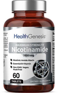 Health Genesis Nicotinamide Vitamin B-3 1500 mg 60 Tabs - Picture 1 of 4