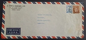 c.1946 Japan Yura & Co Airmail Cover ties 2 stamps Osaka - Picture 1 of 3