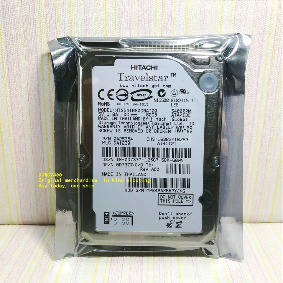 Hitachi  80GB,Internal,5400 RPM,6.35 cm  (HTS541080G9AT00) 2.5" IDE Notebook HDD - Image 1 of 1