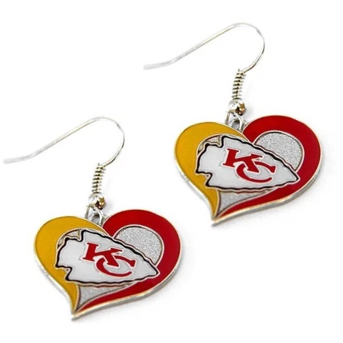 Kansas City Chiefs Heart Swirl Earrings, NFL Licensed Cover