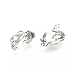 200PCS Iron Clip-on Earring Components For Non-Pierced Ears Platinum 12x6mm - Picture 1 of 2