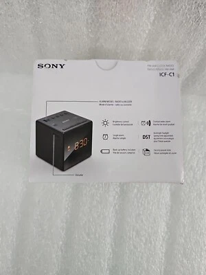 Sony ICF-C1 Alarm Clock Radio AM/FM LED Display ICFC1 Black - Image 1 of 4