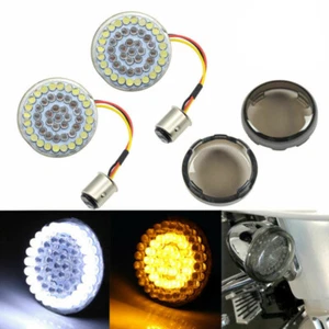 LED Turn Signal Light Indicator Len Covers For Harley Softail Touring Sportster - Picture 1 of 10