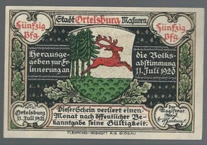 Notgeld - Ortelsburg - Stadt Ortelsburg (heute Szczytno in Polen) - 50 Pf.-1921 - Picture 1 of 2