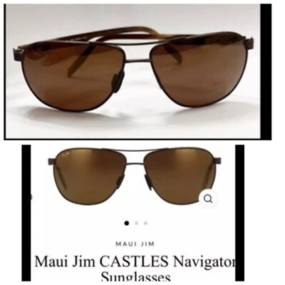 Gafas de sol Maui Jim MJ728 Castillos Navegador Aviadores Lentes polarizadas Bronce Usadas en Excelente Condición Foto 1 de 4