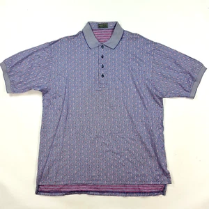 Blue Striped Flag Men's Large Collared Short Sleeve Polo Dress Golf Shirt Tennis - Picture 1 of 10