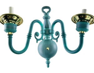Weinstock 2 S-Arm Incandescent Candle Fixture Wall Sconce 14 x 13.7 in Turquoise - Picture 1 of 8