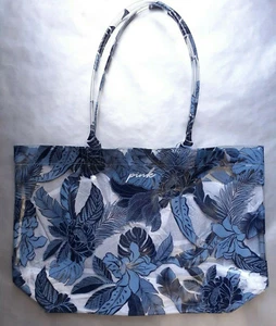 Victoria's Secret PINK! Transparent Beach Floral TOTE Bag with Blue Pouch - Picture 1 of 1
