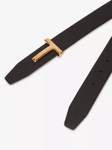 Auténtico cinturón de cuero Tom Ford negro marrón reversible de grano completo 32 T-Icon 650 £ - Imagen 1 de 5