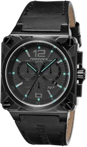 18920 Torgoen T27108 Swiss Mens Watch Black Leather Strap Chrono Date 100m BOX - Picture 1 of 2