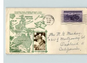 Gen. DOUGLAS MacARTHUR, 1944 CROSBY photo, thermograph green ink of Map - Picture 1 of 1