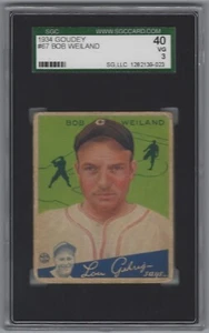 1934 Goudey #67 Bob Weiland SGC 3 VG ~ Cleveland Indians - Picture 1 of 2
