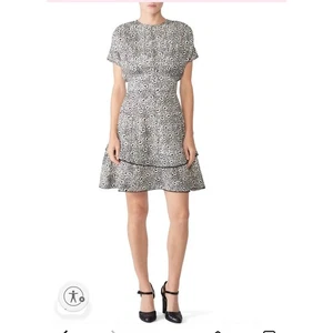 Derek Lam 10 Crosby Dress Size 12 Floral Print Tiered Short Sleeve Lined Silk - Picture 1 of 10