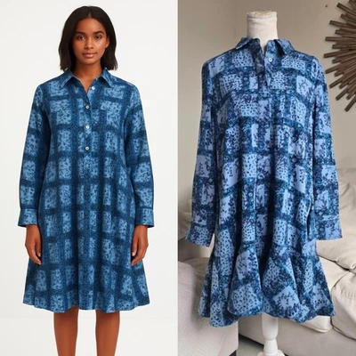 Tuckernuck XXL Enrejado Vid Crepe Callahan Pullover Camisa Azul Multi Crepe Foto 1 de 4