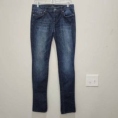 Pantalones de mezclilla para mujer Joe’s Cigarette Fit talla 26 lavado oscuro pierna recta tiro bajo alto Foto 1 de 4