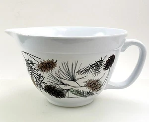 Melamin Teigschüssel 2,25 qt Ausgießer rutschfeste Basis Tannenzapfen Design Neu mit Etikett - Bild 1 von 9