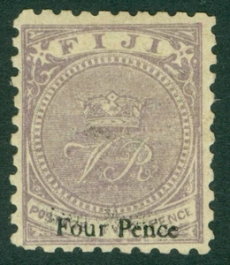 SG 42 Fiji 1878-99. 4d sobre 2d malva pálida. Un ejemplo recién montado como nuevo CAT £100 - Imagen 1 de 1
