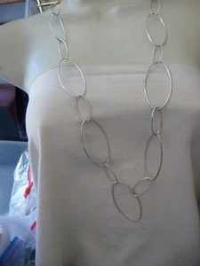 SIGNED ? CAI ? 16' L THIN SILVER TONE LARGE LINK CHAIN NECKLACE #8/30 - Picture 1 of 4