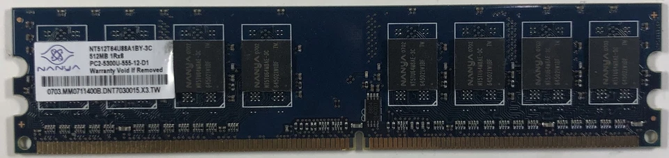 Nanya NT512T64U88A1BY-3C 512MB DDR2 Desktop RAM Memory - Image 1 of 1