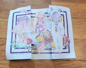 PAPER DOLL 1998 Easter Little Girl Uncut Set By MICHELE THORP Chick Basket Eggs - Picture 1 of 5