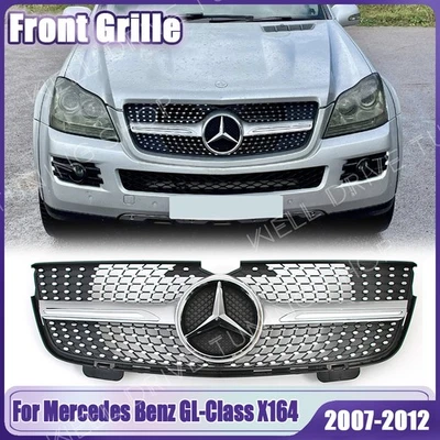 Silver Front Bumper Grille W/Star For Mercedes Benz X164 07-12 GL320 GL450 GL350 - Image 1 of 4