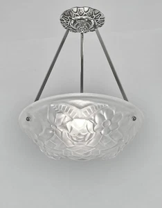 DEGUÉ : FRENCH 1930 ART DECO PENDANT . chandelier lamp muller daum era France - Picture 1 of 11
