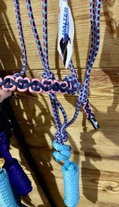Mustang rope halter with 8 Ft lead With hand tied paracord noseband, Pink - Picture 1 of 2