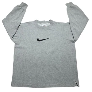 Vintage Nike Sweatshirt Center Swoosh 90's Youth Boys Size Medium Grey Retro - Picture 1 of 7