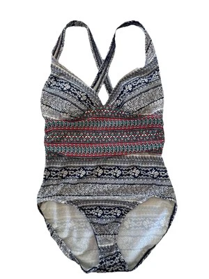 MERONA Womens Multicolor Paisley Floral One Piece Swimsuit Sz M - Image 1 of 4