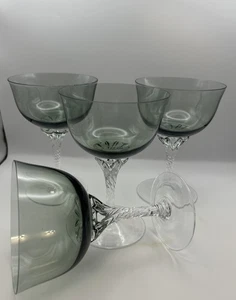 4er Set Rauchschale Champagner Cocktail Gläser gedrehter Stiel Kristall - Bild 1 von 16
