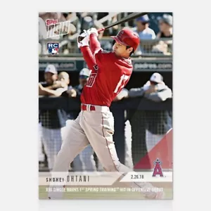 2018 TOPPS NOW #ST-7 SHOHEI OHTANI 1ST SPRING TRAINING HIT IN OFFENSIVE DEBUT - Picture 1 of 2