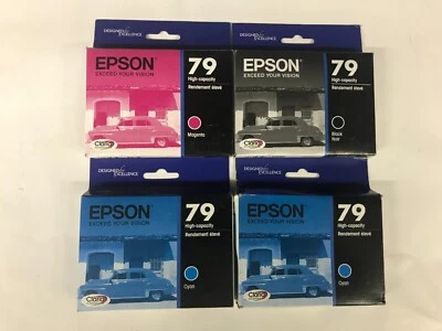 Lote de 4 Cartuchos de Tinta Genuinos 79 Capacidad Estándar Negro Magenta Cian 2019-2021 Foto 1 de 2