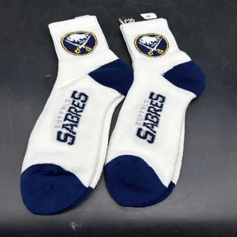 2 Pair Buffalo Sabres NHL Socks Size Large 10-13 Ankle Length Cover