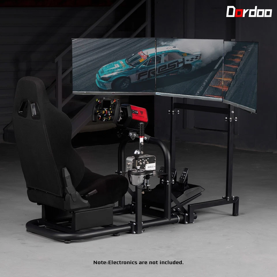 Dardoo Racing Sim Cockpit with Triple Monitor Stand And Seat For Logitech G920 - image 1 of 4